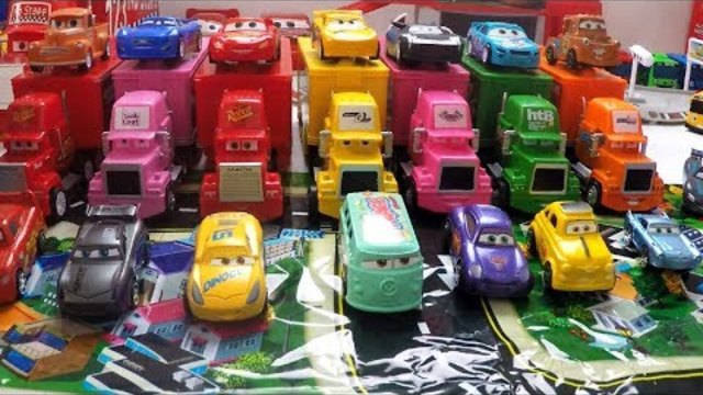 Disney Pixar Cars Mack Truck Hauler Car Carry Case Learning Colours with Trucks and Disney Cars 3