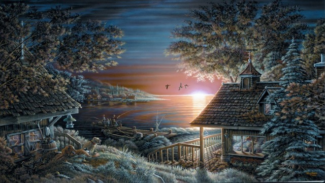 🎨 У дома! ... (painting by Terry Redlin) ... (music  by Hilary Stagg - harp)🎨