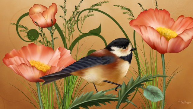 🎨🐦  Птици и цветя ...  (painting) 🌼🐦