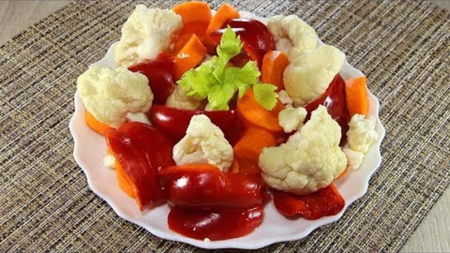 Камби, моркови и карфиол в 3-литрови буркани