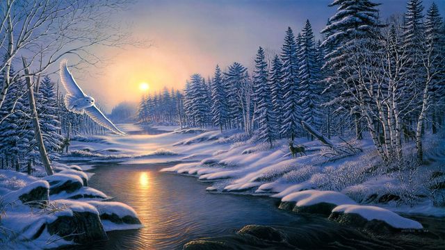 🦌  Елени през зимата ... (painting)  🦌