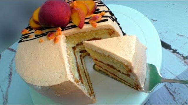 Персиковий торт з кокосом / Персиковый торт с кокосом / Рецепт торта з персиками